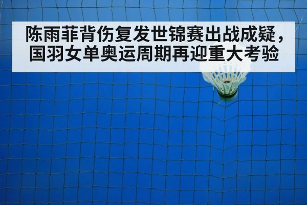 陈雨菲背伤复发世锦赛出战成疑，国羽女单奥运周期再迎重大考验